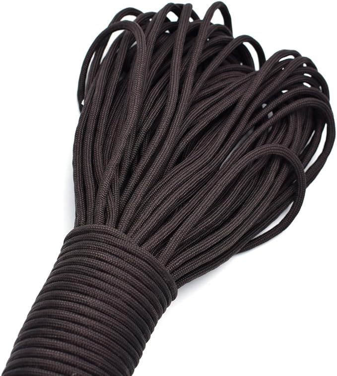100ft Type III 7 Strand Core Paracord 550 Parachute (70# Dark Coffee)