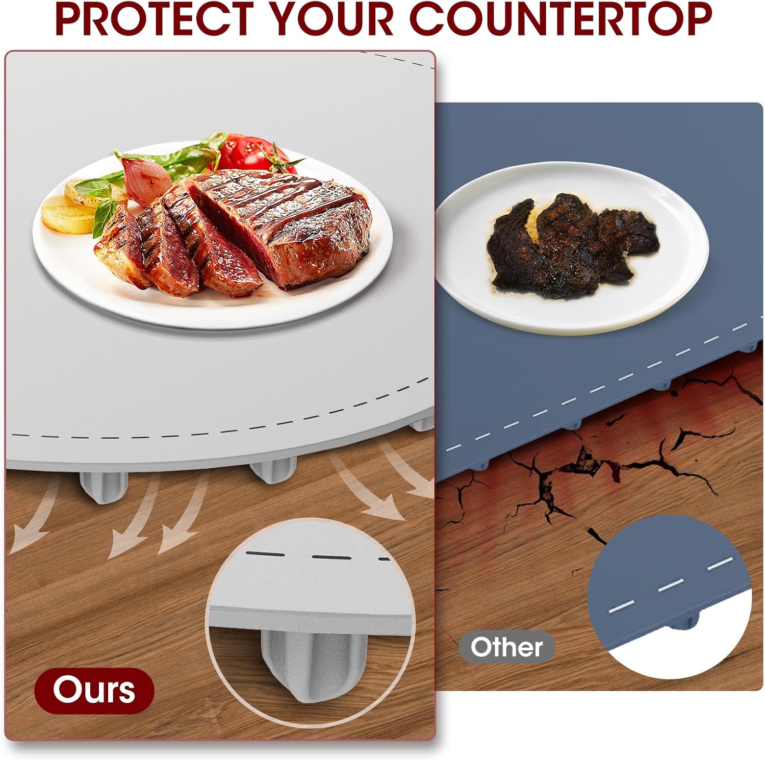 Warming Mat for Food, MQUPIN Food Warming Mat with 7 Temp Settings 1-4 H Timer and Child Safety Lock, Full Surface Heating Roll Up Electric Warming Tray for Gatherings,Parties,Buffet,Daily Use（Gray）