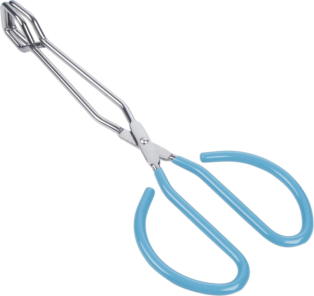 MSY BIGSUNNY Scissor Tongs Heavy Duty Cooking Tongs with Soft Handles (Stainless Steel, blue 10")