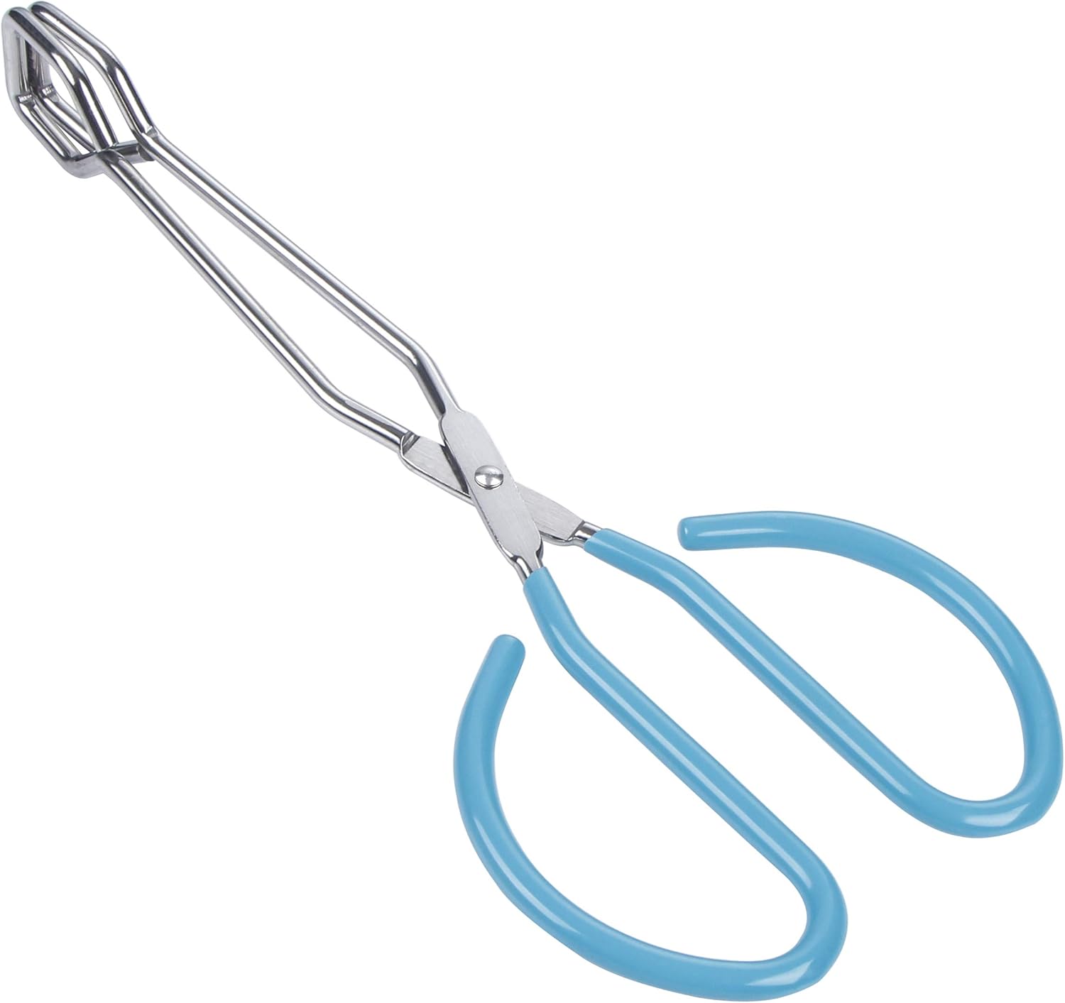 MSY BIGSUNNY Scissor Tongs Heavy Duty Cooking Tongs with Soft Handles (Stainless Steel, blue 10")