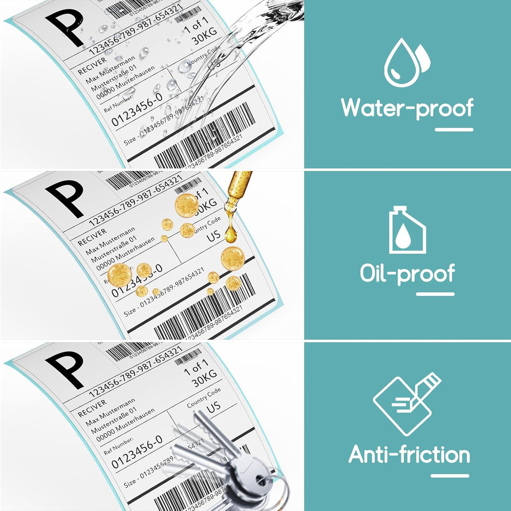 FungLam 4'6' Thermal Shipping Labels - Compatible with Rollo, Munbyn, Zebra, iDPRT, JADENS - 250 Labels/Roll, 6 Rolls