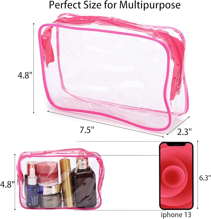 Tbestmax 10 Pack Clear Cosmetic Bags Makeup Bags Portable Waterproof TSA Approved Travel Toiletry Bags Organizer