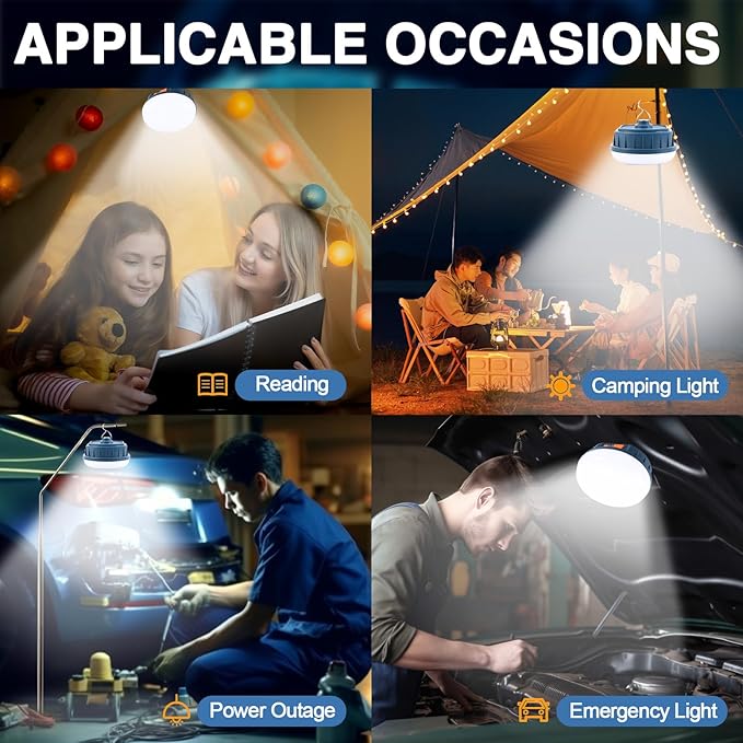 10000mAh LED Hanging Camping Lantern Rechargeable Essentials, 200W Outdoor Camping Tent Lights for Camping Decor, 4000LM Waterproof Backpacking Lanterns for Power Outages, Emergency, Hurricane, Hiking