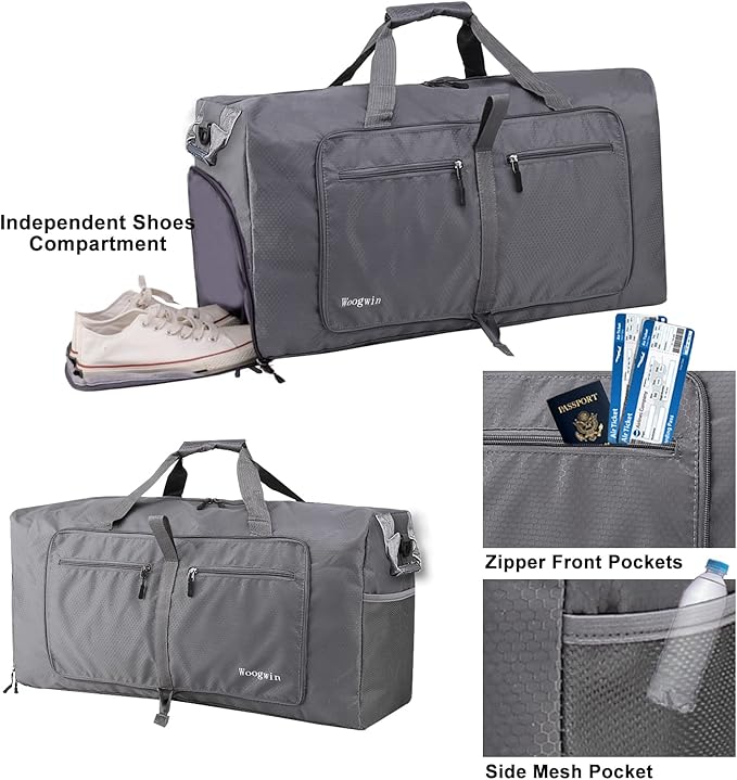 Woogwin Travel Duffel Bag Large Foldable Waterproof Overnight Bag for Beach Swim Bags Pool Sports Gym