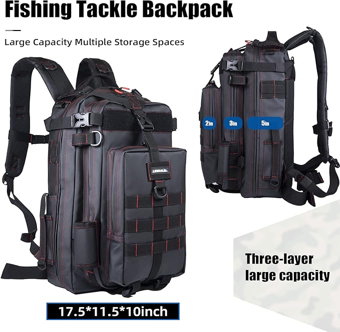 BLISSWILL Fishing Backpack - Waterproof with Rod Holder, Ideal Fishing Gear and Gifts for Men