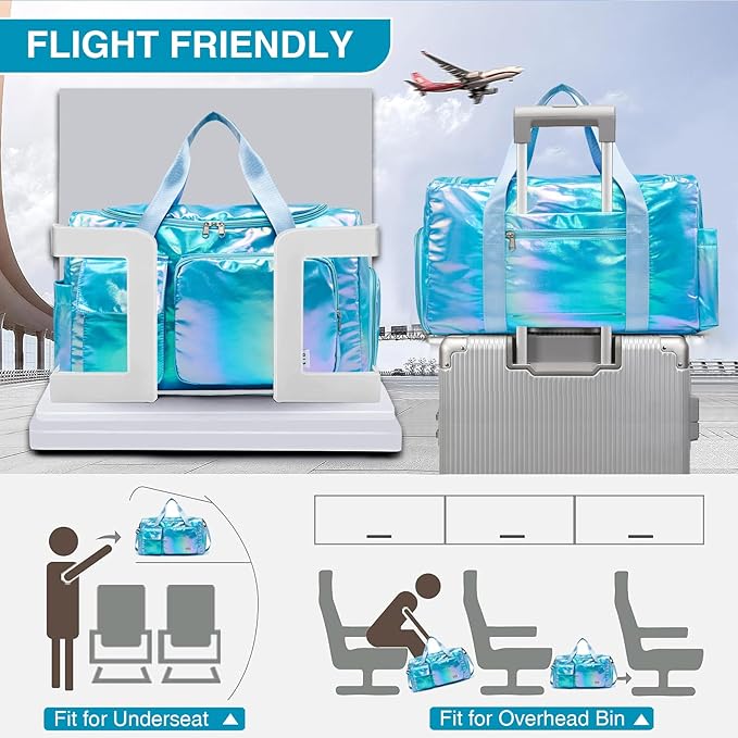 Small Gym Bag for Women, Travel Duffle Bag Carry On Weekender Bag with Shoe Compartment