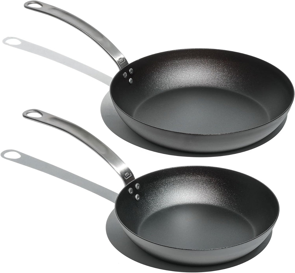 Made In Cookware - 2 Piece (Includes 10",12") Seasoned Carbon Steel Frying Pan - (Like Cast Iron, but Better) - Professional Cookware - Crafted in Sweden - Induction Compatible