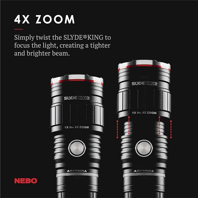 NEBO Slyde King Flashlight, Rechargeable LED Flashlight and Work Light, Bright, Durable, Everday Carry & Camping Flashlight with 4 Light Modes, C.O.B. Work Light and Magnetic Base