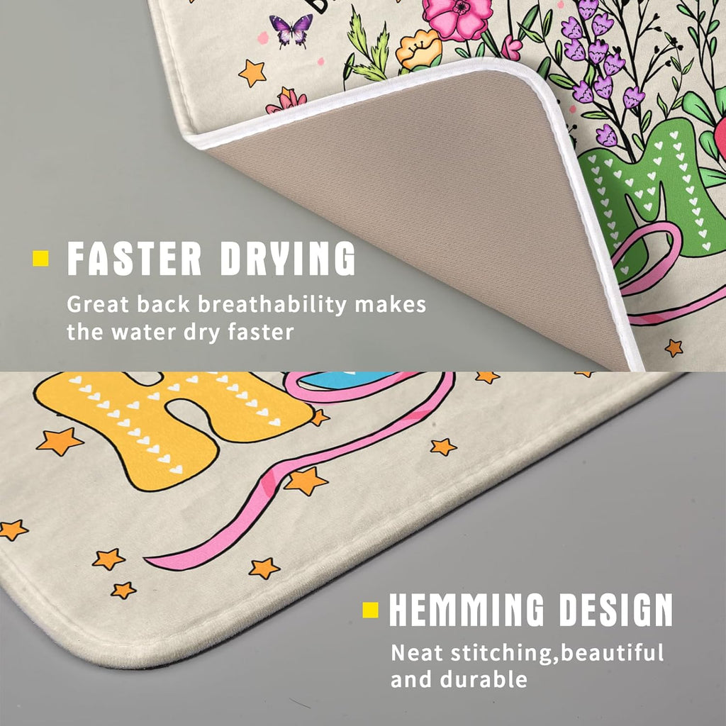 Lovely Home Dish Drying Mat for Kitchen Counter Sweet Family Decoration Absorbent Microfiber Coffee Mat 16 x 18 In