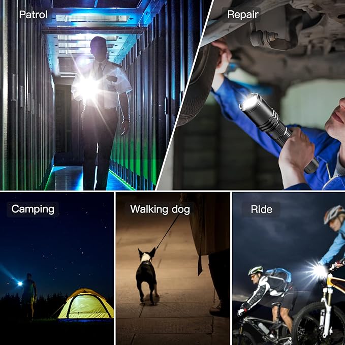 Ditac D1 Flashlight 1000 Lumen Bright Flashlight Rechargeable Led Flashlight IPX6 Waterproof for Household and Outdoors