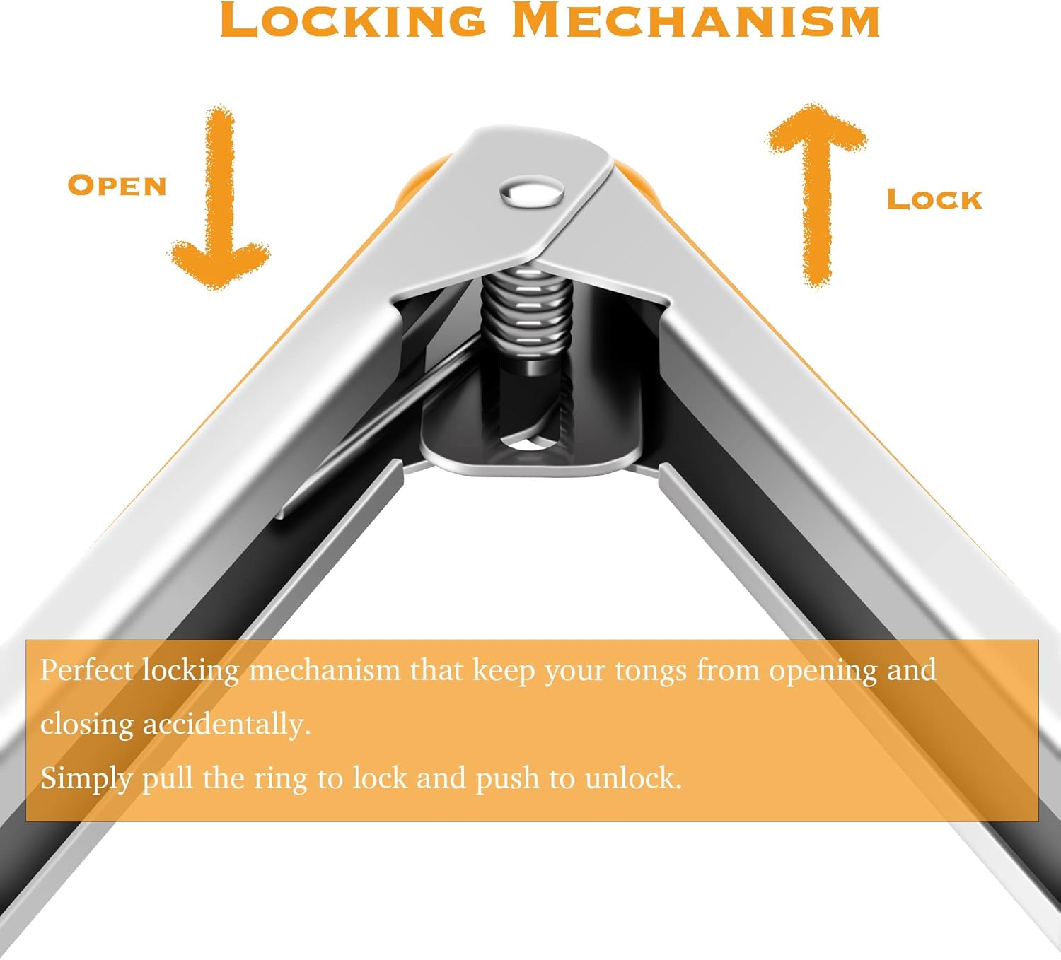 9-Inch & 12-Inch Premium Stainless Steel Food Tongs, Orange Silicone BPA Free Non-Stick BBQ Cooking Grilling Locking Kitchen Tong