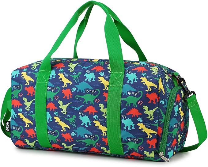 RAVUO Water Resistant Kids Duffel Bag - Overnight Sports Weekender Gym Carry-On Tote Travel Shoulder Bag for Boys with Shoe Compartment and Wet Pocket