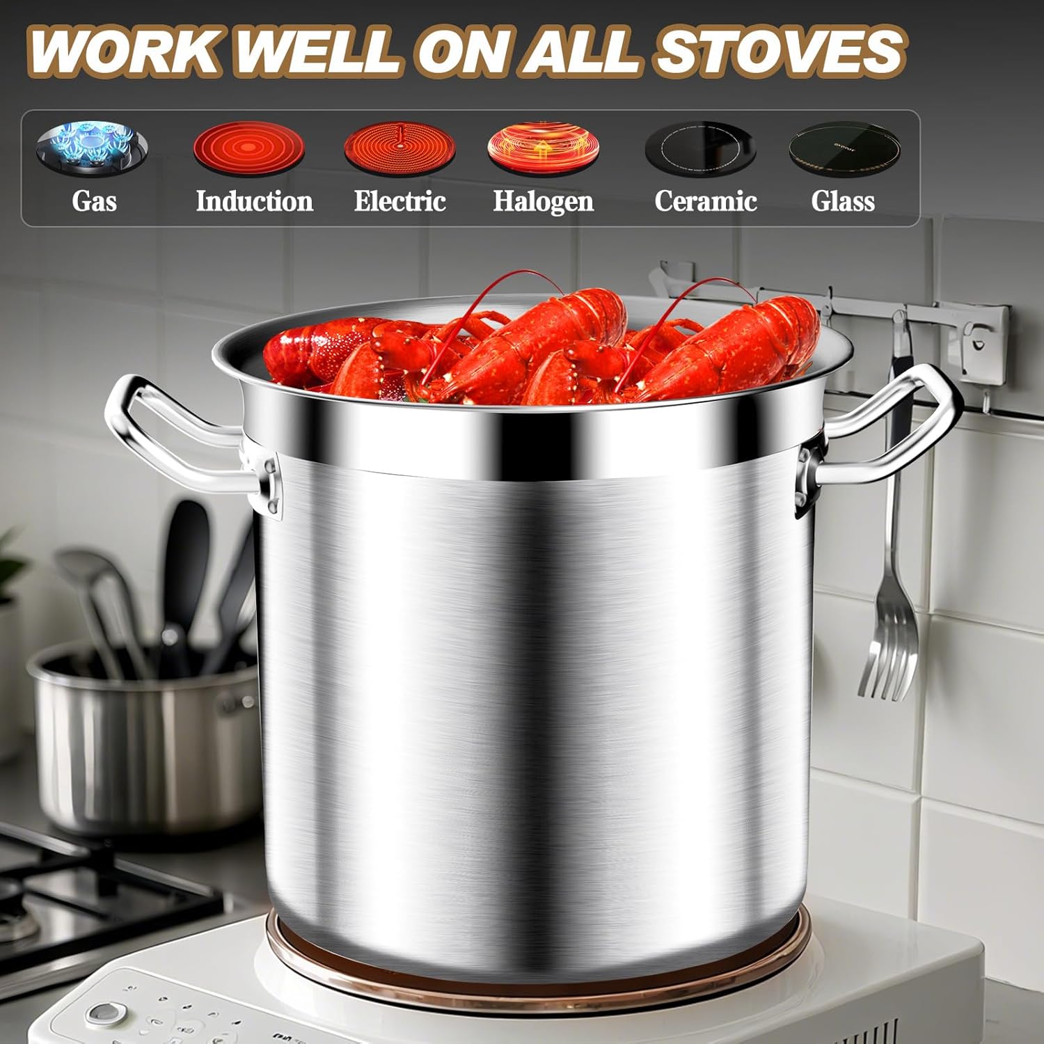 24QT Large Capacity Soup Pot – Premium Stainless Steel, Compatible with All Stoves