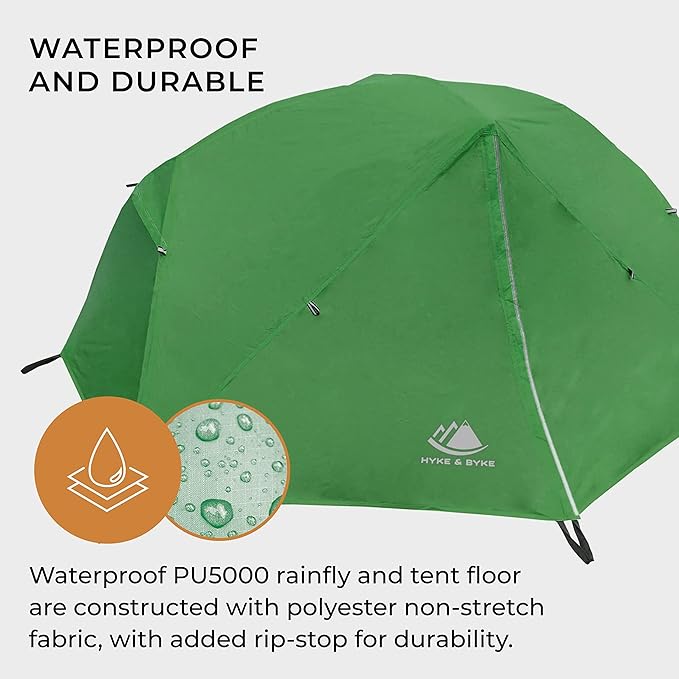 Hyke & Byke Zion Hiking & Backpacking Tent - 3 Season Ultralight, Waterproof Tent for Camping w/Rain Fly and Footprint - 1 Person - Orange