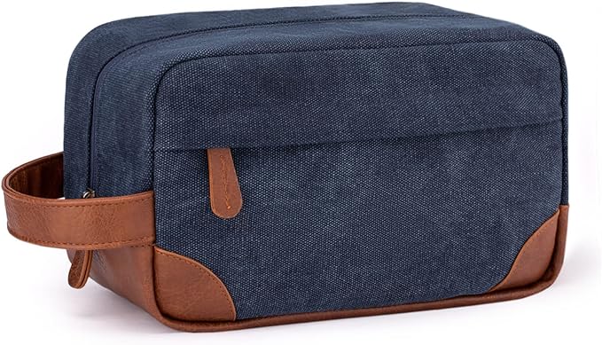 Vorspack Toiletry Bag Hanging Dopp Kit for Men Water Resistant Canvas Shaving Bag with Large Capacity for Travel - Navy Blue