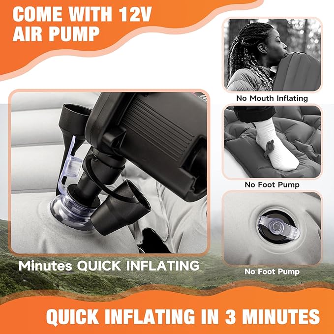 Car Air Mattress Back Seat: Inflatable Car Mattress for Back SUV, Car Beds Thickened Camping Air Mattress with Air Pump, Portable Car Travel Sleeping Mattres for Truck, SUV, Sedan(Grey)