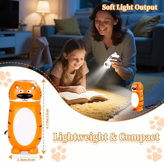 KunHe 4 Pack Animal Flashlights Stocking Stuffers Kids Small Mini LED Flashlight Camping Essentials for Kids Toddlers Lantern Cute Flashlight Christmas Gift for Girls Boys