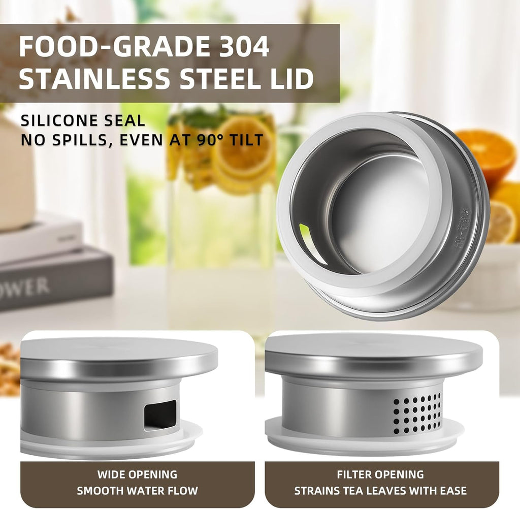 2 Pack Square Glass Water Pitcher with Lid and Spout, 2L/68oz Heat Resistant Borosilicate Glass Carafe, Temperature Safe