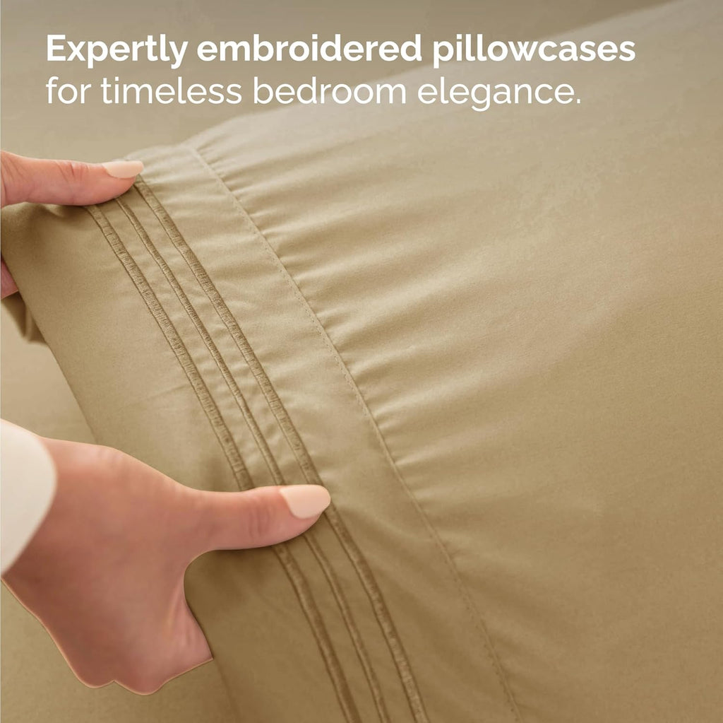 Twin Size 3 Piece Sheet Set - Comfy Breathable & Cooling Bed Sheets Set - Hotel Luxury Bedding for Women, Men, Kids, Teens, Boys & Girls - Deep Pockets, Ultra-Soft and Wrinkle Free - Oeko-Tex - Beige