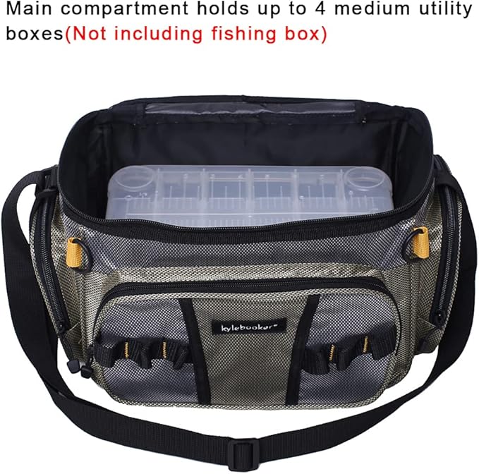 Kylebooker Fishing Tackle Bags Soft Side Fishing Tackle Box Storage Bag for Saltwater or Freshwater
