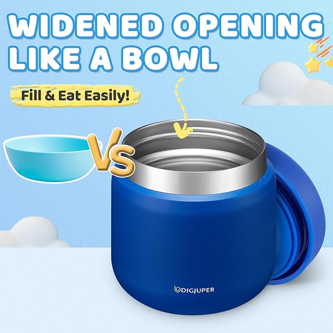 12oz Thermo for Hot Food - Cute Mermaid Girl Vacuum Wide Mouth Insulated Food Jar, Stainless Steel Lunch Storage Food Soup Container w/Insulated Bag & BPA-Free Folding Spoon for Toddler Kid