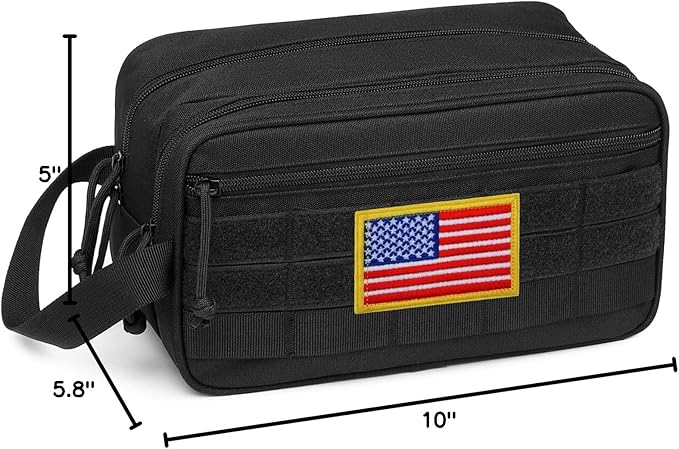TACTICISM Toiletry Bag for Men - Dry Wet Separate Travel Toiletry Bag, Tactical Molle Dopp Kit for Men with Large Capacity, Water-Resistant Shaving Bag for Adult Women for Travel, Black