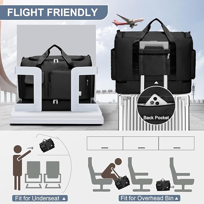 Small Gym Bag for Women, Travel Duffle Bag Carry On Weekender Bag with Shoe Compartment