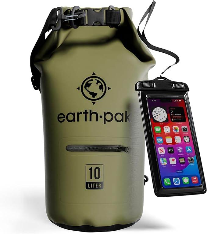 Earth Pak Waterproof Dry Bag with Zippered Pocket - Waterproof Dry Bag Backpack Keeps Gear Dry
