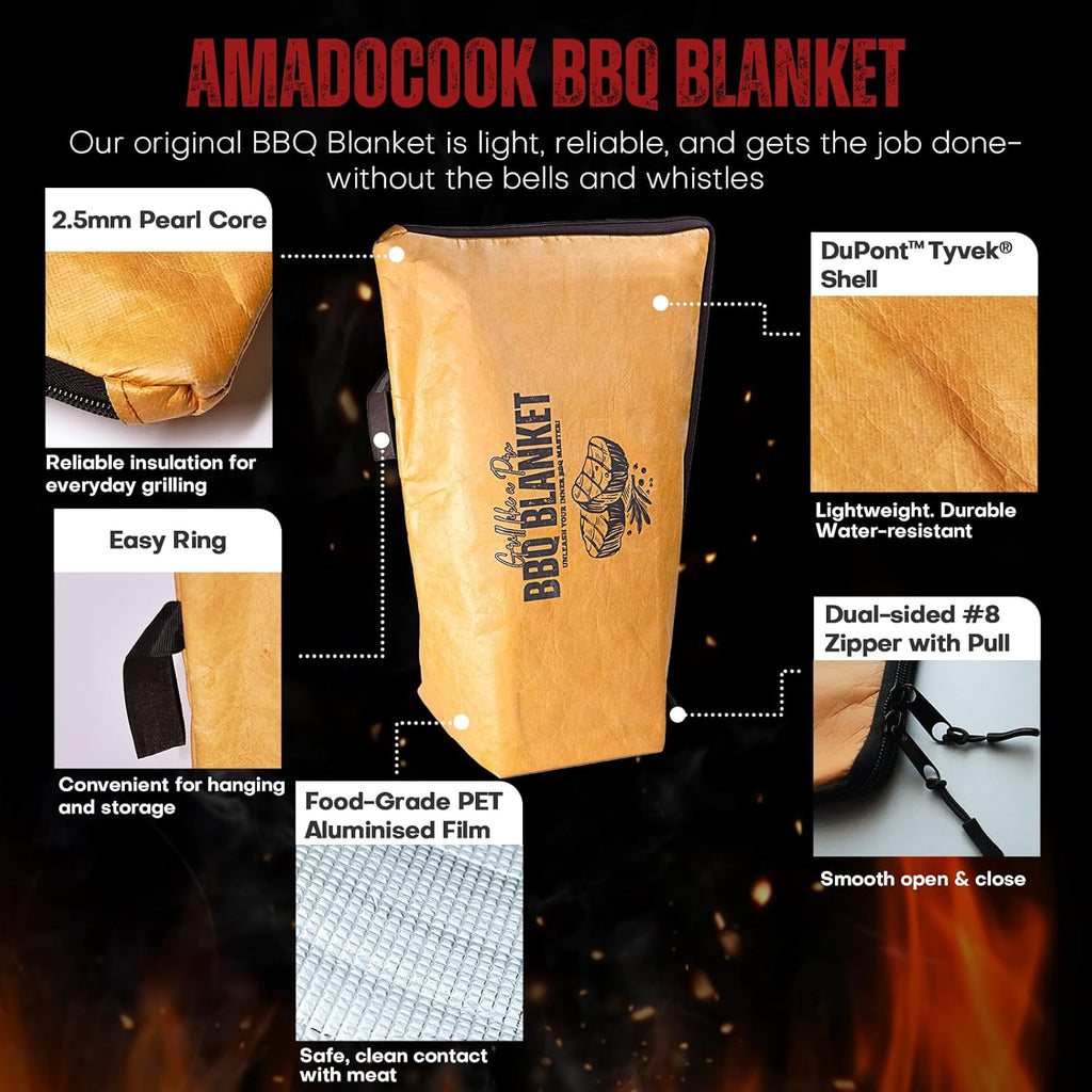 AMADOCOOK™ BBQ Blanket for Resting Meat - Reusable Insulated Meat Resting Bag for Moisture Retention and Tender BBQ - Heavy-Duty with Wide Mouth for Large Brisket, Turkey (21"Original) (21" Original)