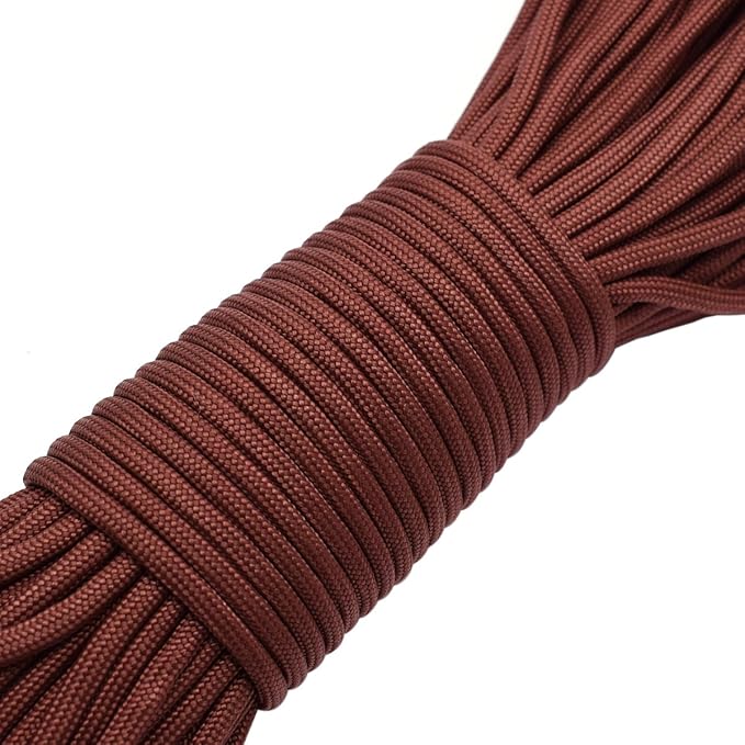 100ft Type III 7 Strand Core Paracord 550 Parachute (15# Brown)
