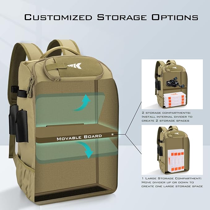 KastKing Karryall Fishing Tackle Backpack with Rod Holders 4 Tackle Boxes,40L Fishing Bag Storage Fishing Gear and Equipment