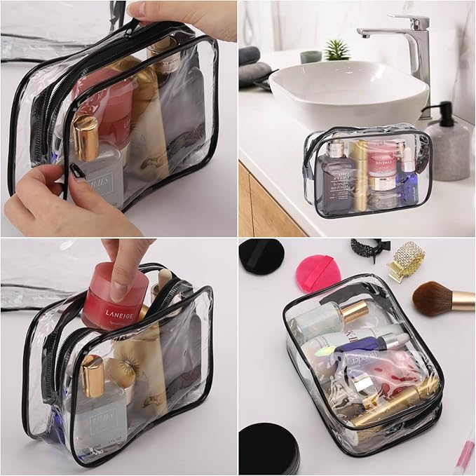 Tbestmax 10 Pack Clear Cosmetic Bags Makeup Bags Portable Waterproof TSA Approved Travel Toiletry Bags Organizer