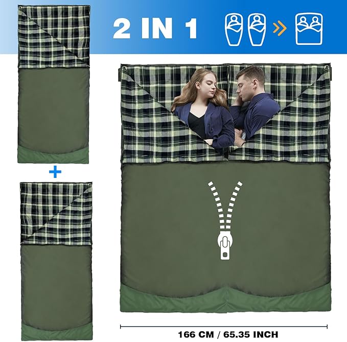 Backpacking Flannel Sleeping Bag Lightweight for Adults Hiking Ultralight Compact Sleeping Bag Portable Warm Weather Summer with Compression Sack