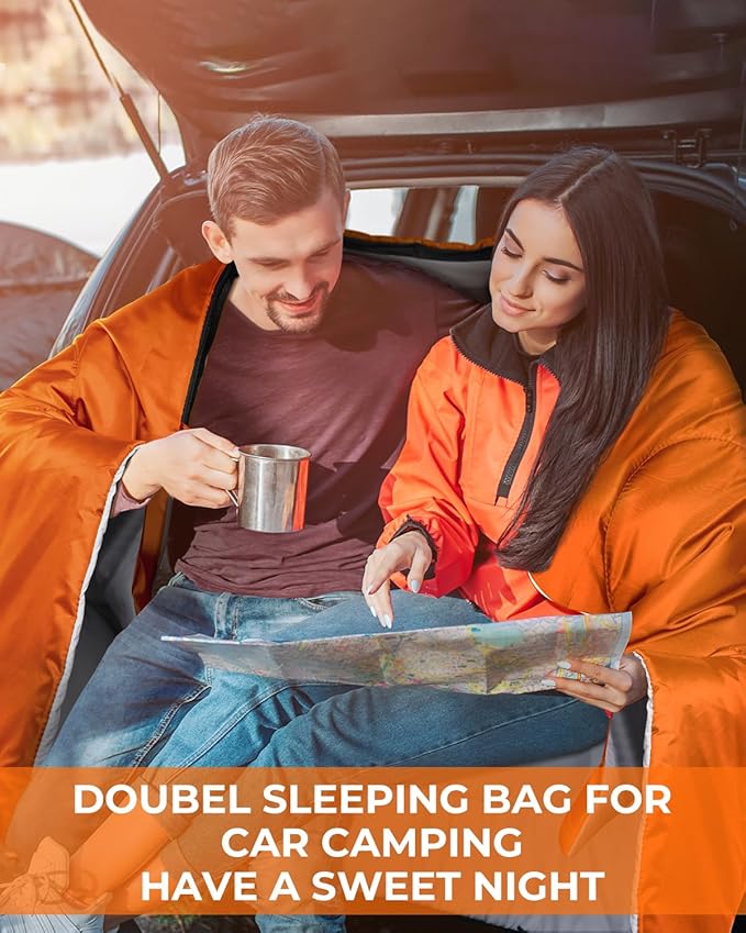 Ohuhu Double Sleeping Bag for Adults with 2 Pillows, Queen Size Two Person Sleeping Bag for Camping Hiking Backpacking 2 Person Sleeping Bags for Cold Weather & Warm