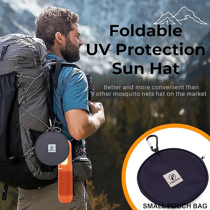 Flammi Mosquito Net Hat Safari Hat UPF 50+ Sun Protection Boonie Hats for Men with Neck Flap Fishing Hiking Hat for Men/Women