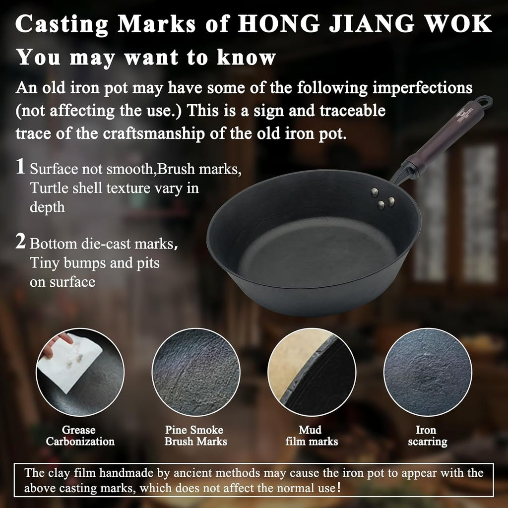 11 Inch ICH Cast Iron Saute Pan with Lid - Handcrafted Clay Mold, Tortoise Shell Texture for Non-Stick, Pre-Seasoned Deep Frying Pan Skillet for All Cooktops & Oven Safe