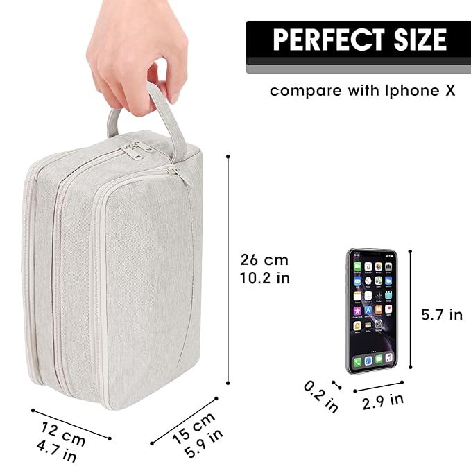 Toiletry Bag for Men Hanging Dopp Kit Water Resistant Shaving Bag Small Toiletry Bag for Traveling (Denim Pure Beige)