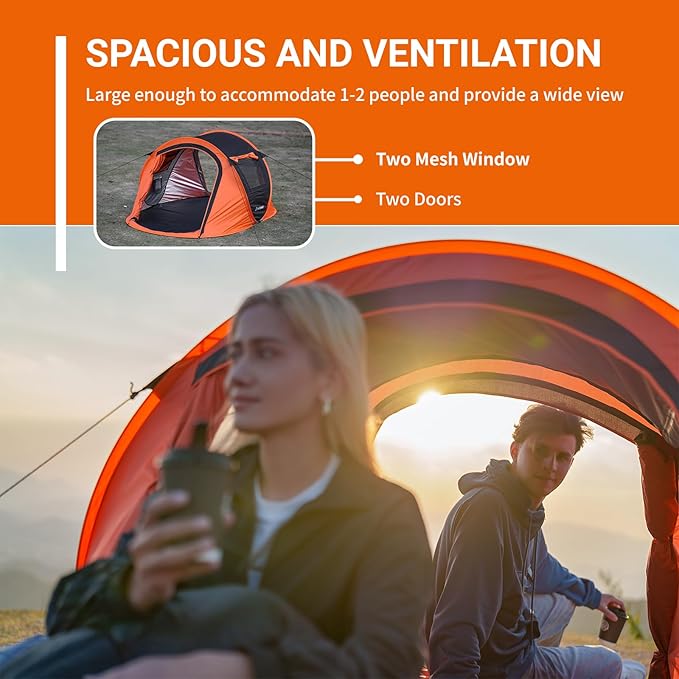 EchoSmile Camping Instant Pop Up Tent, 2/4/6/8/10 Person, Water Resistant Dome, Easy Setup for Camping Hiking and Outdoor, Portable with Carry Bag, 3 Season