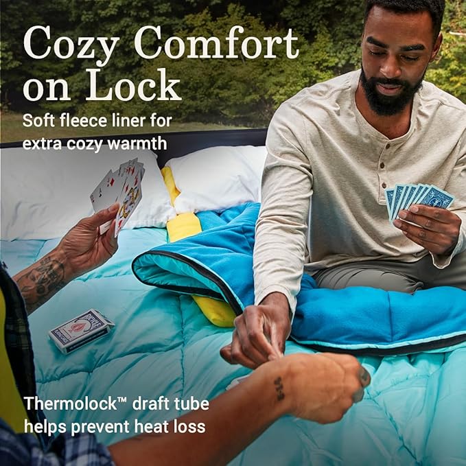 Coleman Flatlands Sleeping Bag, Made from 100% Recycled Material, Cool Weather Adult Sleep Sack