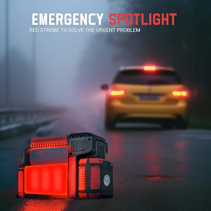 CLAKAP Rechargeable Spotlight, 2000Lumens 270°Rotatable Handheld LED Flashlight Spotlight, Long Lasting Searchlight with Floodlamp, Portable Charger Lantern Flashlight for Farm, Camping, Boat