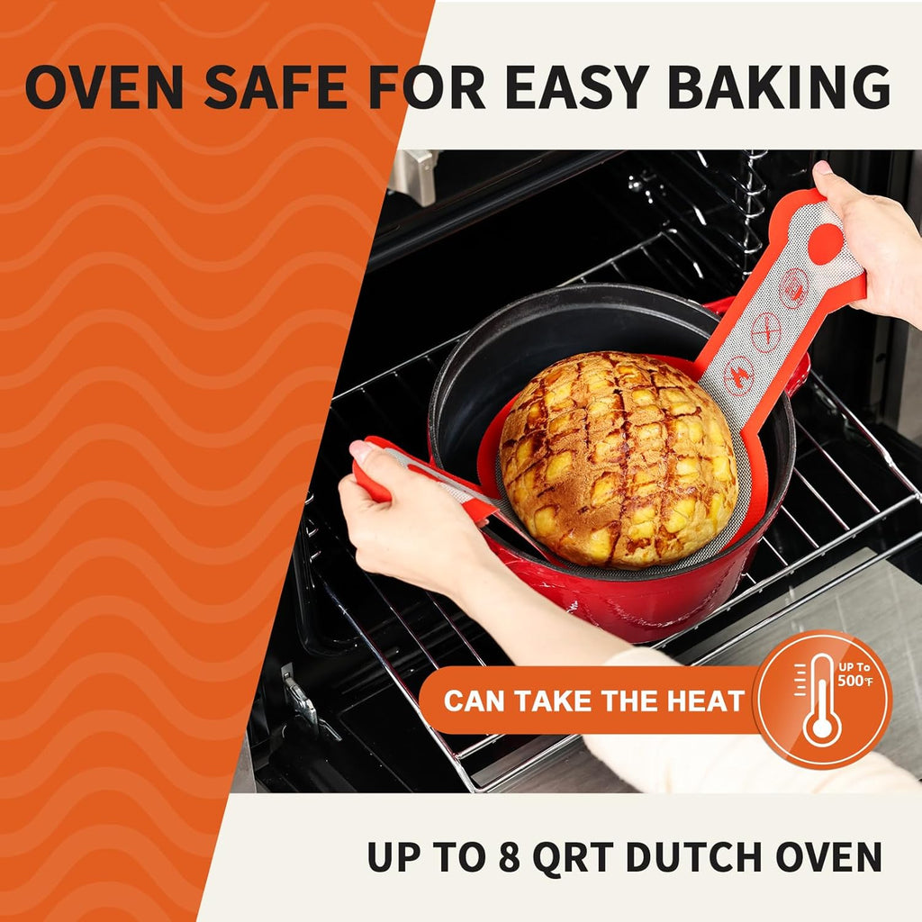 Cook's Aid 2 Pcs Silicone Bread Sling for Dutch Oven, Non-Stick Bread Baking Mat Set, Reusable Sourdough Bread Sling with Long Handles for Easier Transfer for Dough