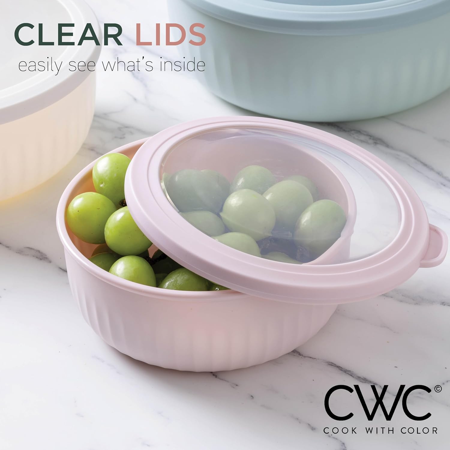 COOK WITH COLOR Prep Bowls with Lids- Wide and Deep Nesting Plastic Small Mixing Bowl Set with Lids, 12 Piece Set - Wide Bowls, Teal and Pink