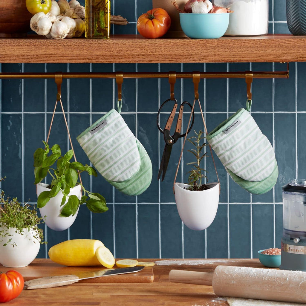 KitchenAid Albany Mini Oven Mitt 2-Pack Set, Pistachio, 5.5"x8"