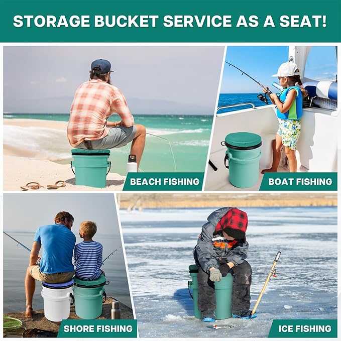 YETI 5 Gallon Bucket Seat - 360-Degree Swivel Lid, Cushion for Fishing, Hunting, Tool Organizer, Car Washing, Gardening, Camping