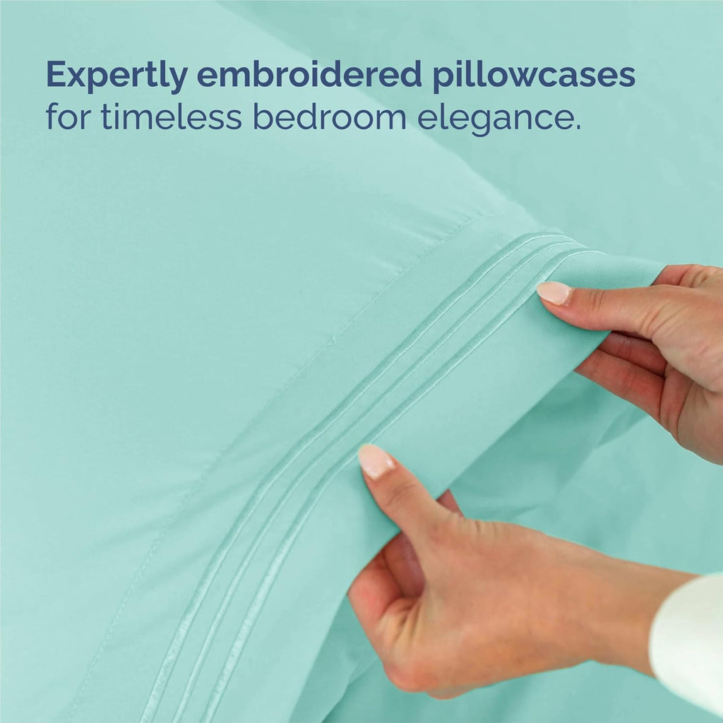 King Size 4 Piece Sheet Set - Comfy Breathable & Cooling Bed Sheets Set - Hotel Luxury Bedding for Women, Men, Kids, Teens, Boys & Girls - Deep Pockets, Ultra-Soft, Wrinkle Free - Oeko-Tex - Spa Blue