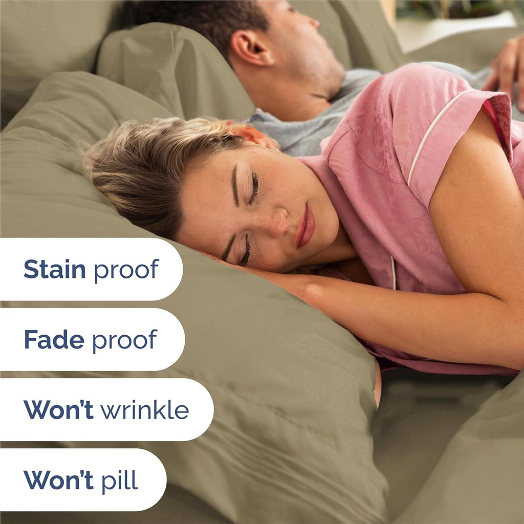 Split King Size 5 Piece Sheet Set - Comfy Breathable & Cooling Bed Sheets Set - Hotel Luxury Bedding for Women, Men, Kids, Teens, Boys & Girls - Deep Pockets, Soft and Wrinkle Free - Oeko-Tex - Khaki