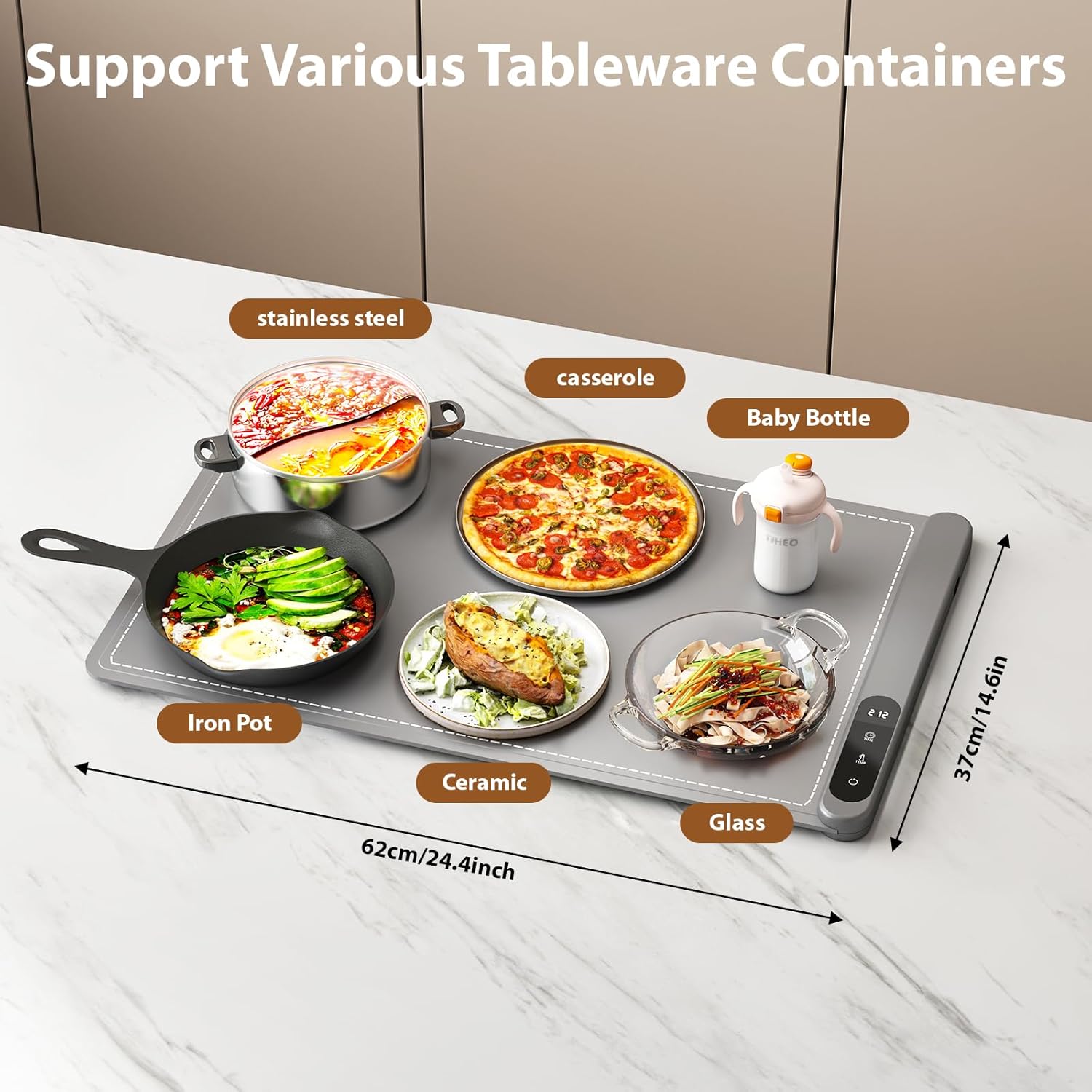 Food Warming Mat, Upgrade Graphene Electric Warming Tray, Fast Full Surface Heating Mat with 6 Level Adjustable Temperature and 6 Hours Timer, Silicone Food Warmers for Gatherings,Parties,Everyday Use