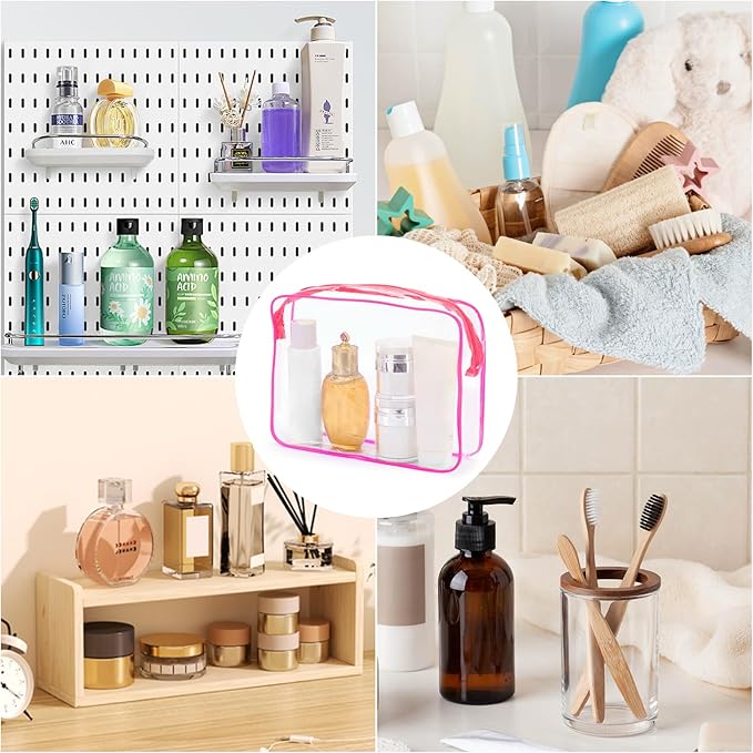 Tbestmax 10 Pack Clear Cosmetic Bags Makeup Bags Portable Waterproof TSA Approved Travel Toiletry Bags Organizer