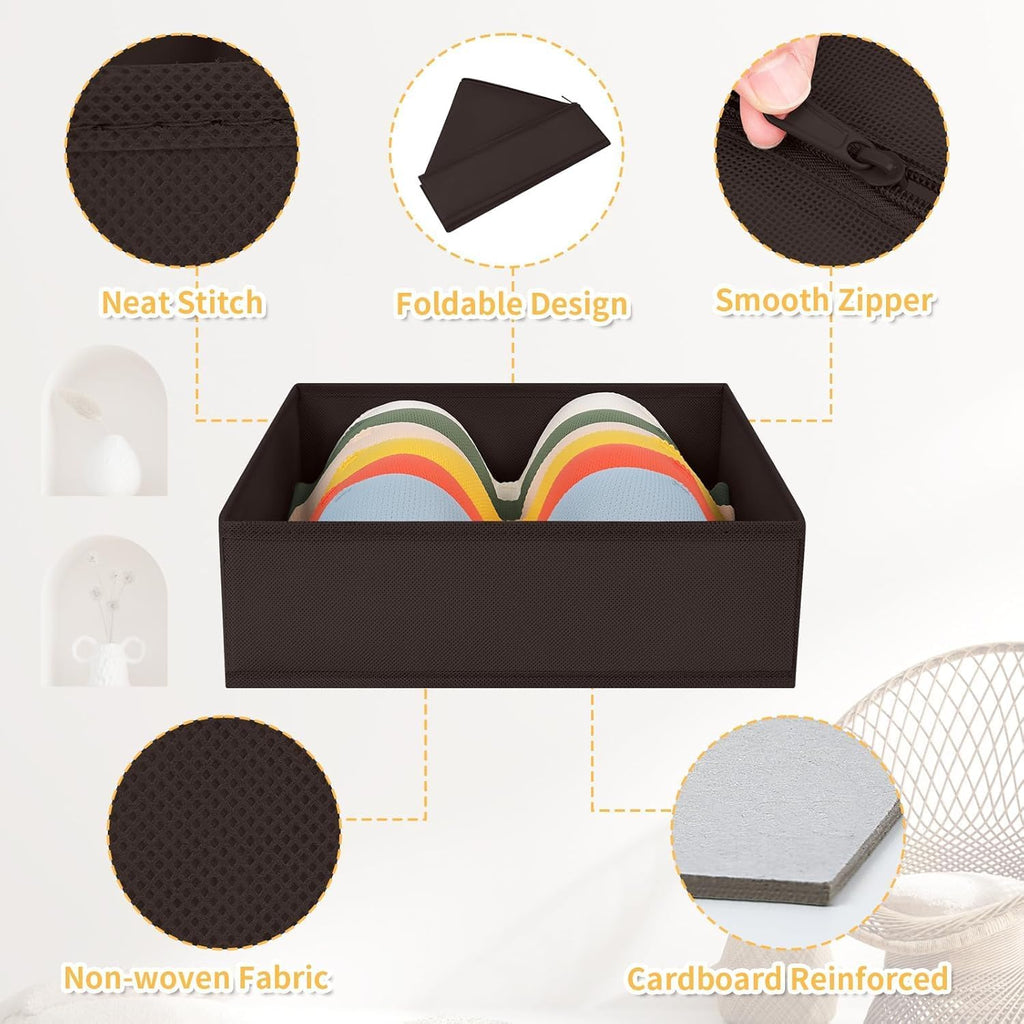 DIMJ Drawer Organizer 15 Pack - Foldable Baby Organizers and Storage & Dresser Organizer for Nursery, Bedroom, Closet - Nursery Organization Dresser Dividers for underwear, Sock, Bra, Belt, Tie, Brown