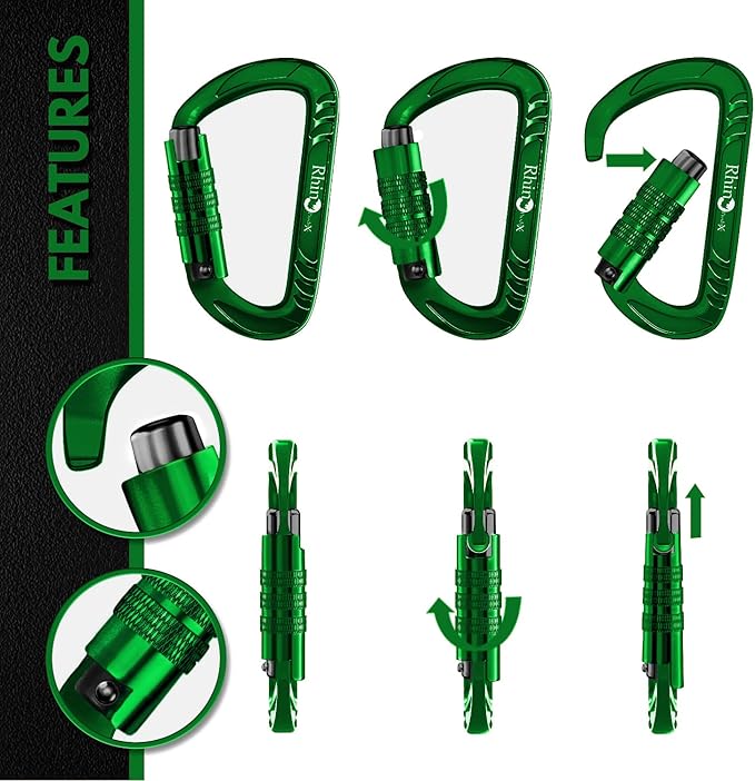 12kN (2697 lbs) Heavy Duty, Locking, Auto Locking, Wiregate Carabiner Clips, for Securing Pets, Outdoor, Camping, Hiking, Hammock, Dog Leash Harness, Keychains